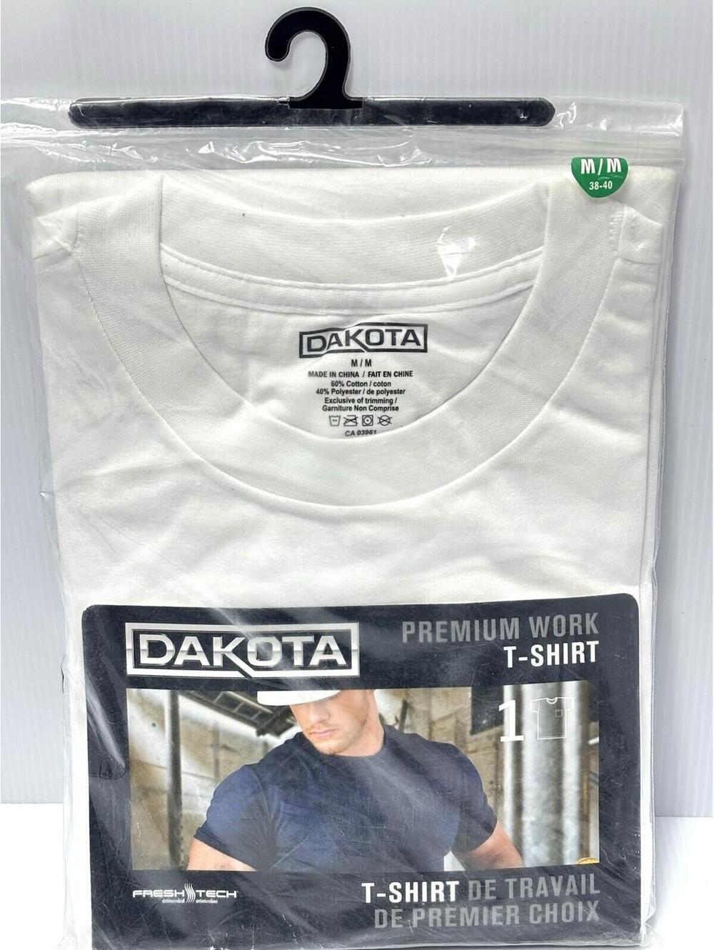Dakota Premium Work T-Shirt Mens Medium White FreshTech Odor Control Heavy Duty